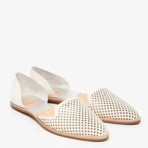 Dolce Vita Laynie D'Orsay Cream Leather Pointed Toe Flats Sandal Size 7.5